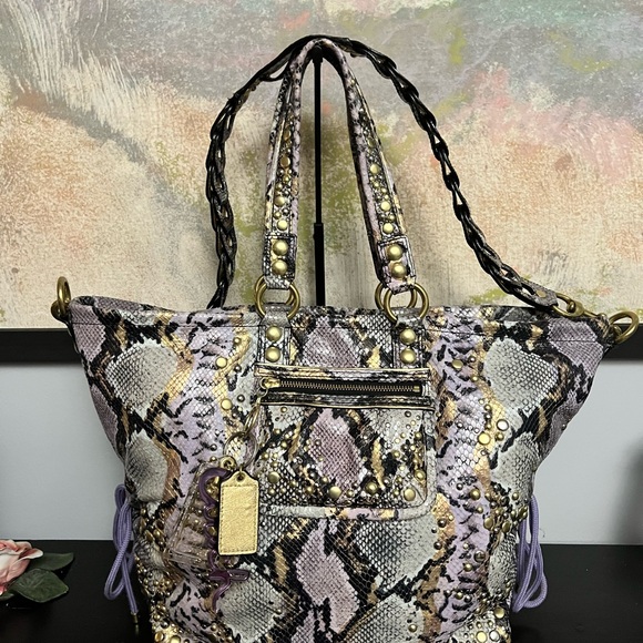 Coach Poppy Python Embossed Leather Bag - Picture 1 of 16